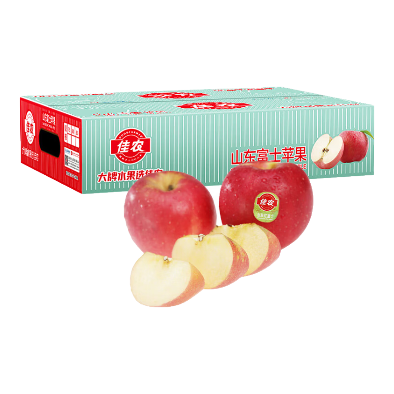 PLUS会员：佳农 烟台红富士苹果 12个装 单果重约200g *2件 59.9元（合29.95元/件