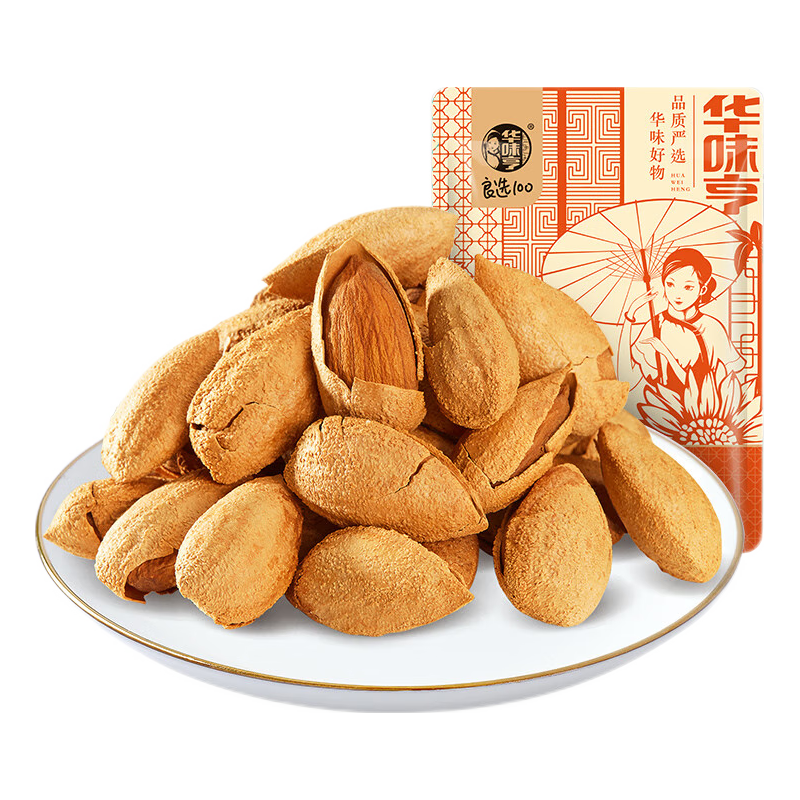 华味亨 盐焗巴旦木500g（巴旦木/夏威夷任选2件） 24.88元