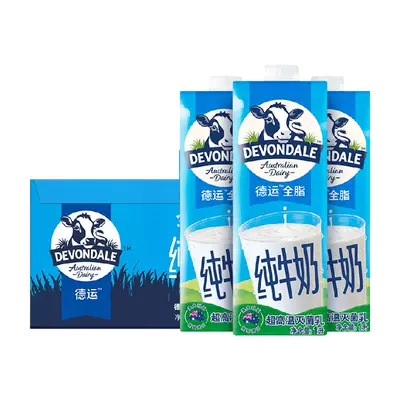 88VIP:德运 纯牛奶全脂1L*10盒 86.93元(需领券)+淘金币417个