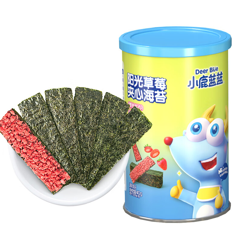 小鹿蓝蓝 _黑芝麻海苔夹心脆 儿童零食宝宝海苔酥脆口感罐装即食 40g 13.45元