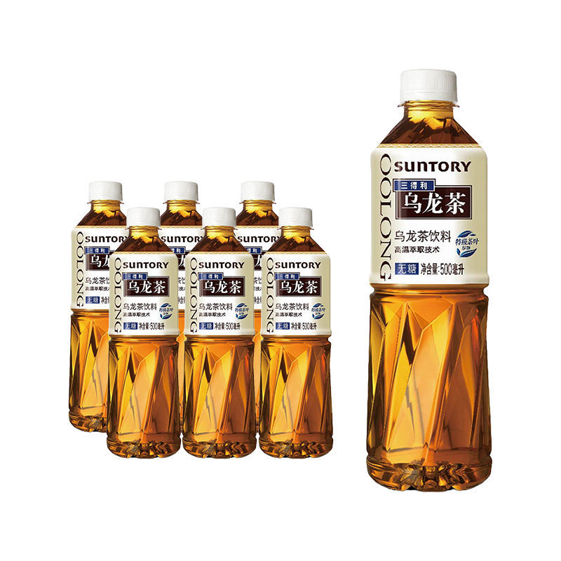 SUNTORY 三得利 乌龙茶500ml*5瓶 多口味 0脂肪特级茶叶无糖饮料 9.9元