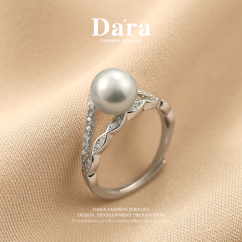 Dara/戴拉925银 6.5-7mm海水珍珠akoya真多麻开口戒指 YJ1365001 199元