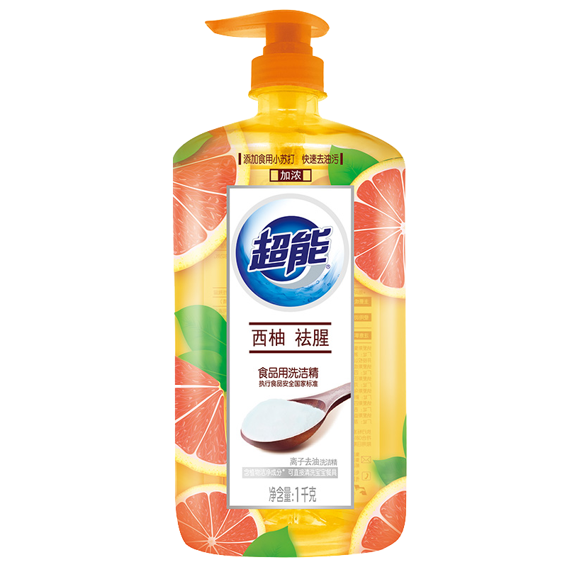 超能 西柚洗洁精 家用去腥 1kg*1瓶 ￥6.9