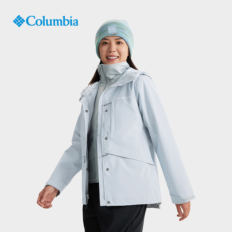 38节，3月1日20点：Columbia 哥伦比亚 户外女水冲锋衣 抓绒拼接内胆三合一防XR