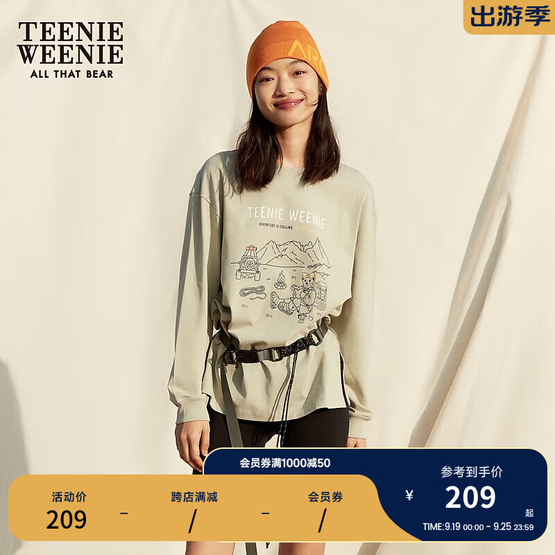 TEENIE WEENIE 小熊 女士长袖圆领印花T恤 109元