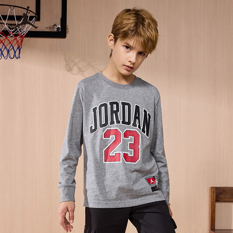 NIKE 耐克 Jordan耐克AJ童装长袖T恤男童运动休闲上衣 岩层灰 160(XL) 127元