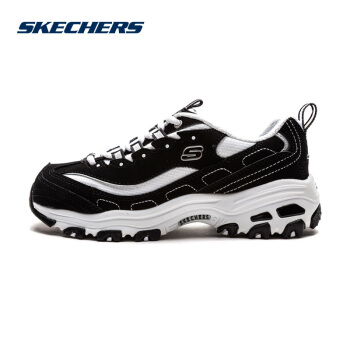 SKECHERS 斯凯奇 休闲运动鞋 D'lites 黑白熊猫款 情侣款男女同款 66666179-BKW 黑色