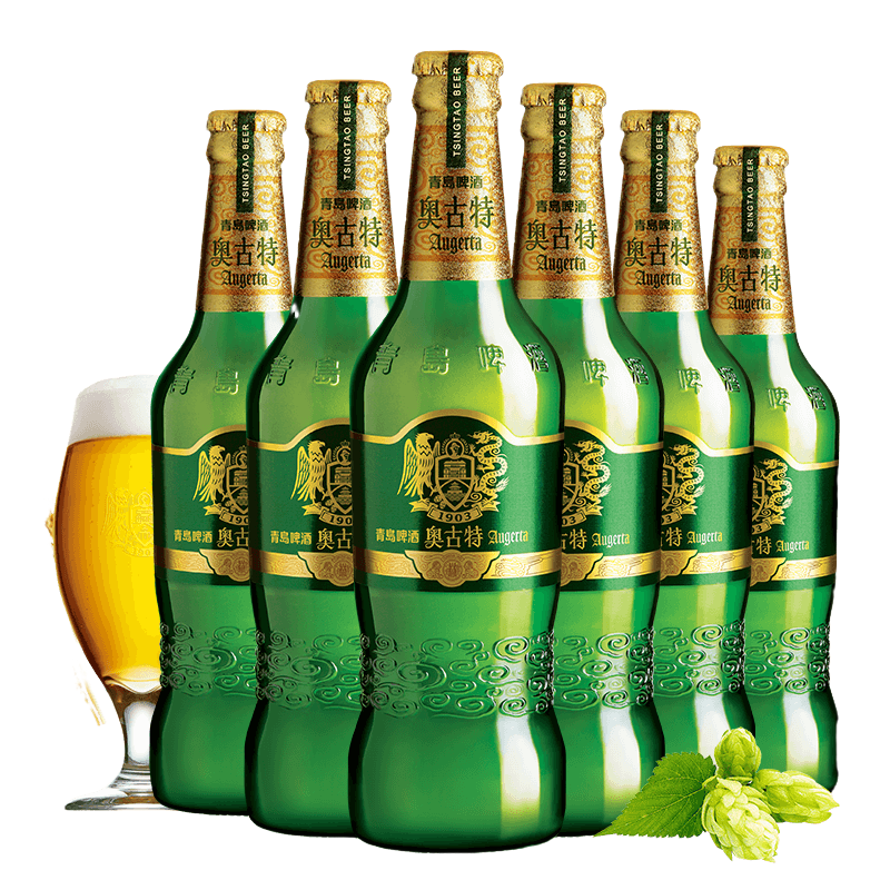 TSINGTAO 青岛啤酒 奥古特啤酒12度 480mL 6瓶 2箱装 买1送扎杯 89.1元（需用券）