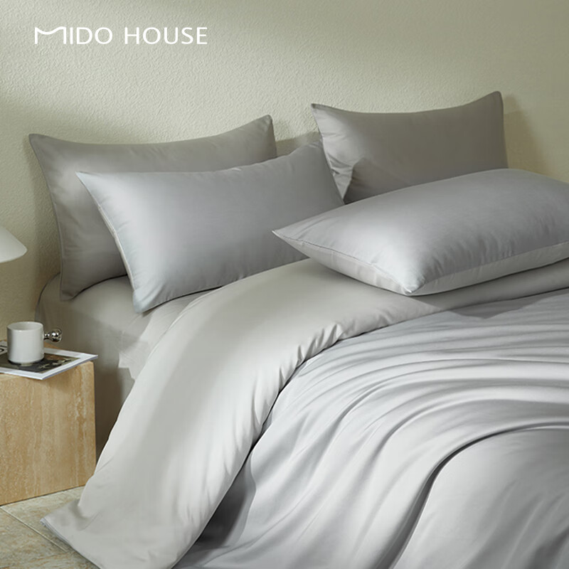 MIDO HOUSE 铭都家居 60支新疆长绒棉床笠四件套 薄暮灰1.5m床 166.9元