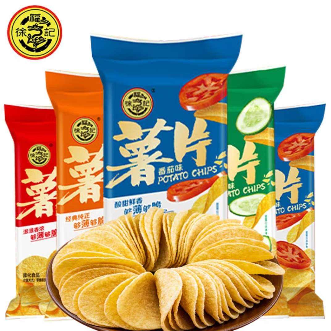 plus会员：徐福记 番茄味薯片4包180g 多款零食 *6件 28.52元（4.75元/件、包邮）