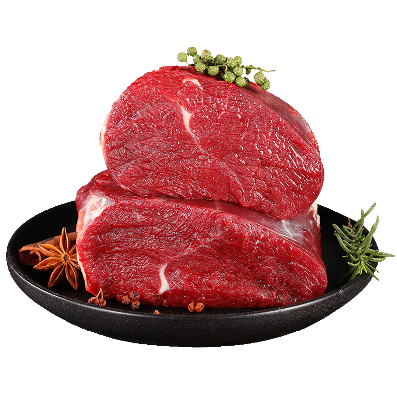 肉鲜厨师 谷饲原切牛腿肉1kg 新鲜冷冻大块牛肉前后腿火锅食材 121.32元（合60.66元/件）