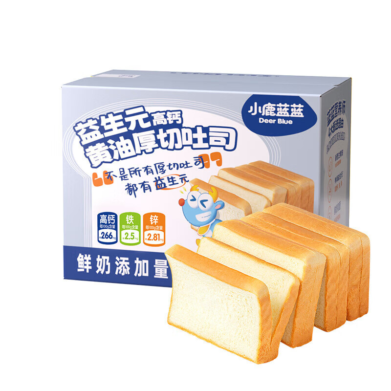 小鹿蓝蓝 益生元高钙黄油厚切吐司 500g 19.75元（需用券）