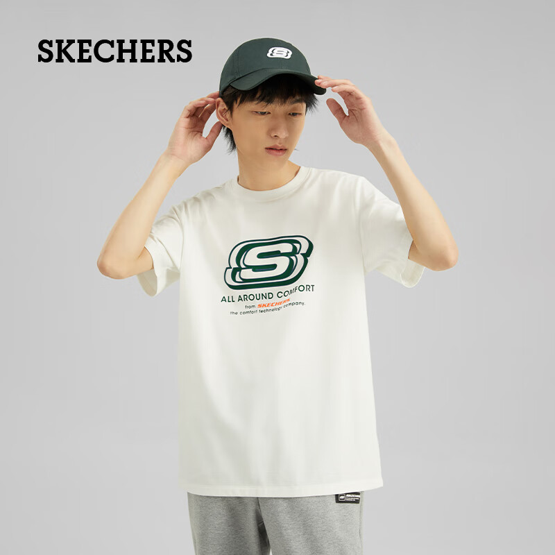 plus会员、需领券：斯凯奇（Skechers） 情侣款针织休闲T恤 79.75元包邮