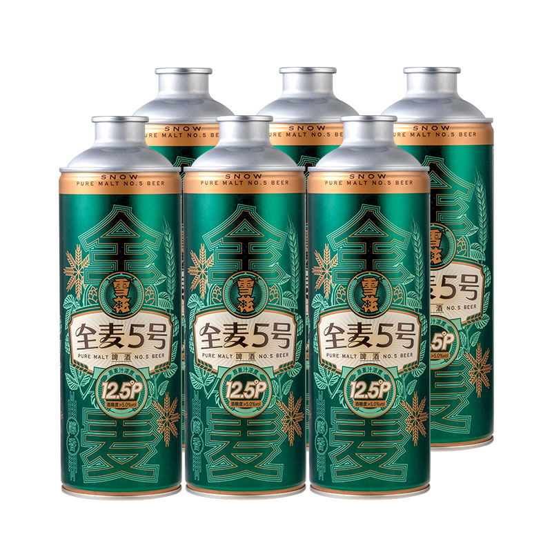 SNOWBEER 雪花 全麦5号 马口铁 拉格啤酒 1L*6罐 64元（需用券）