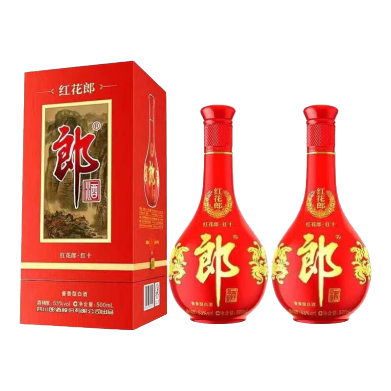 PLUS会员:郎郎酒 53度500ml高度酱香型白酒500mL 2瓶 红十 478.51元（需领券）