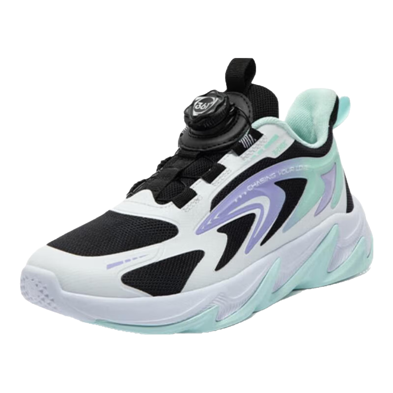 361° 361度童鞋女童儿童跑鞋2024年秋季中大童运动鞋 碳黑/361度白/浅淡绿色 38