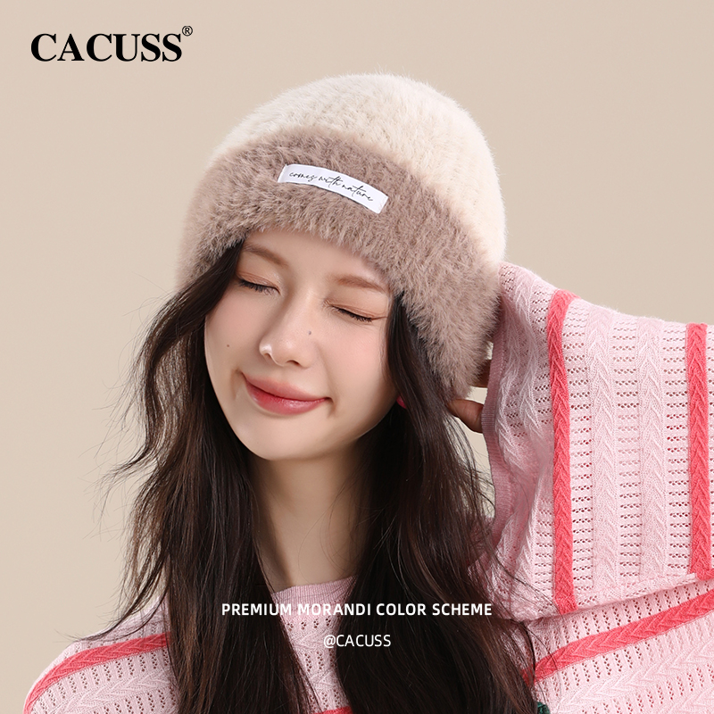 CACUSS 毛线帽女士秋冬大头围针织帽保暖堆堆帽显脸小帽子女 64元（需用券）