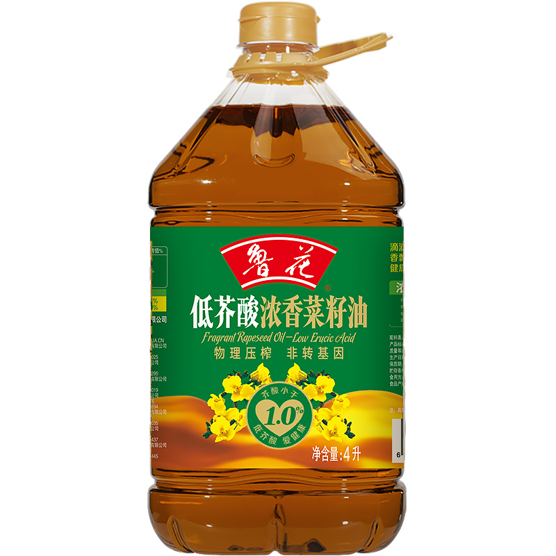 luhua 鲁花 低芥酸浓香菜籽油 4L 非转基因 物理压榨 72.01元