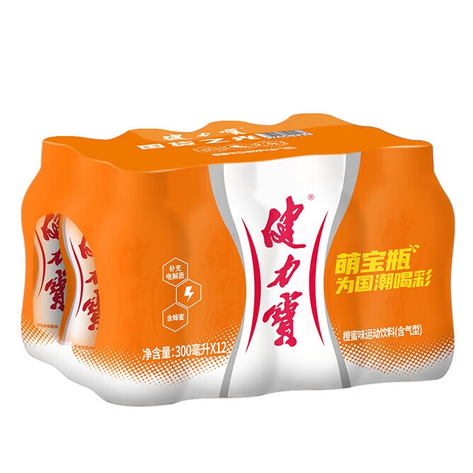 JIANLIBAO 健力宝 电解质运动碳酸饮料 橙蜜味 300ml*12瓶 18.9元包邮（需用券）