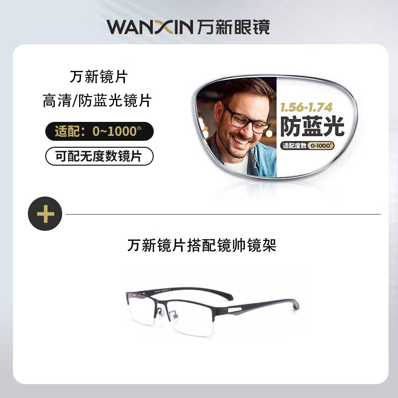 winsee 万新 1.67MR-7超薄防蓝光镜片+多款钛架眼镜框（多款可选） 99元（需用
