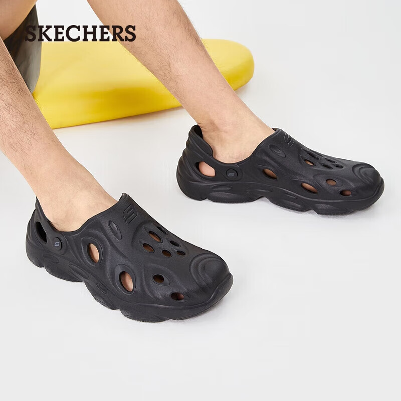 SKECHERS 斯凯奇 夏泡泡鞋男洞洞鞋一脚蹬外穿透气凉鞋休闲舒适沙滩鞋243201-BB