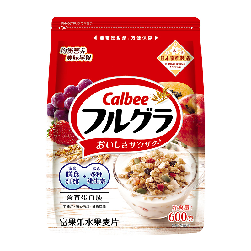 88VIP：Calbee 原味水果麦片 600g*1袋 即食代餐早餐 37.25元（需买2件，需用券）