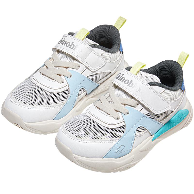 基诺浦 Ginoble 学步鞋18个月-5岁男女儿童25年夏季透气机能鞋GW1721亮白/帆船蓝