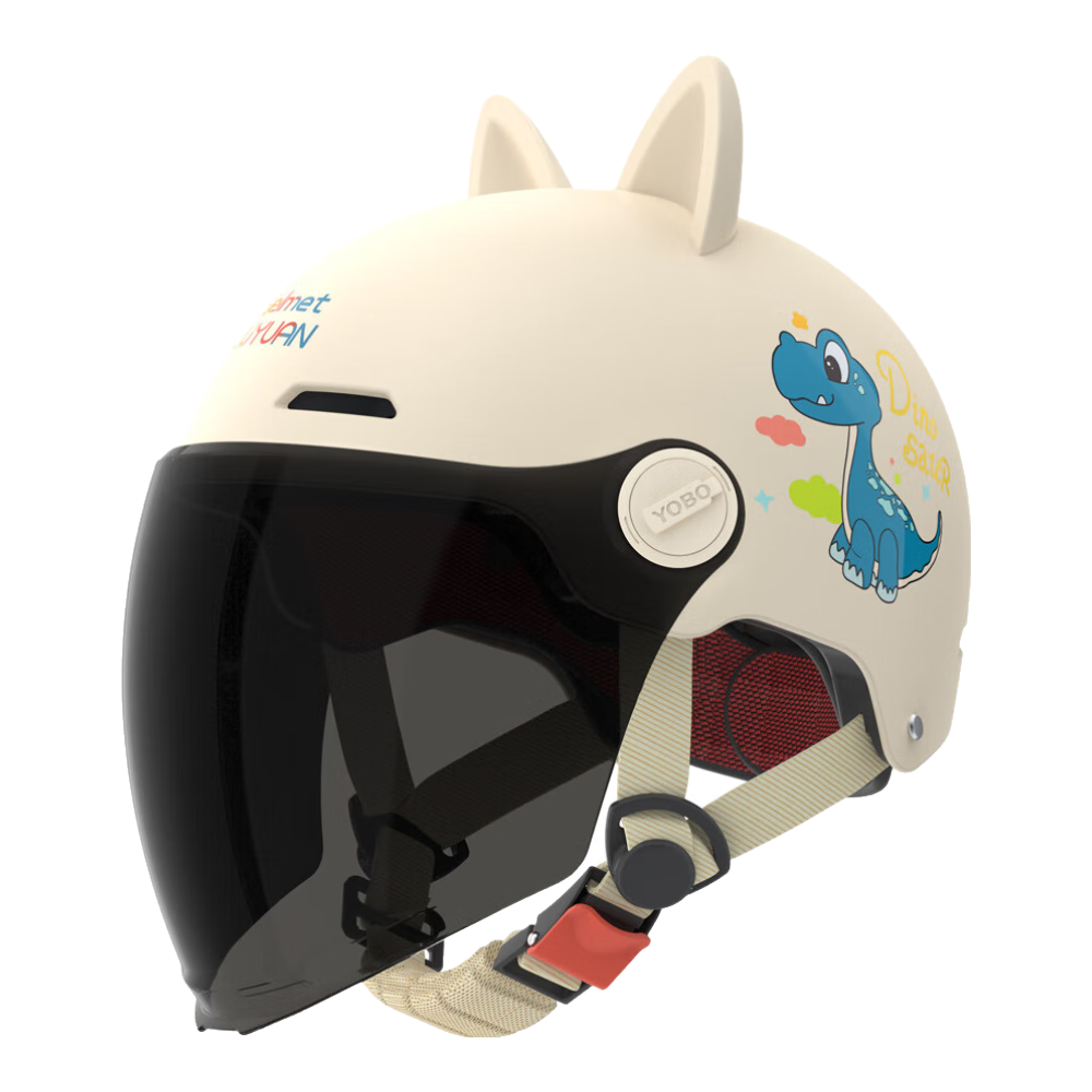 移动端、京东百亿补贴：绿源 儿童头盔 长晒镜 小恐龙-卡其色猫耳款- 29.8元