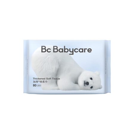88VIP：babycare 婴儿小熊洗脸巾80抽12包加厚一次性洁面巾非棉柔巾非湿巾 1件