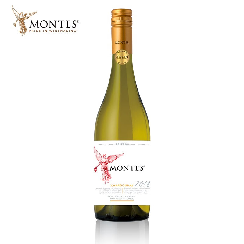 MONTES 蒙特斯 智利原瓶进口 红天使 珍藏级 莎当妮 干白葡萄酒 750ml 单瓶 79元