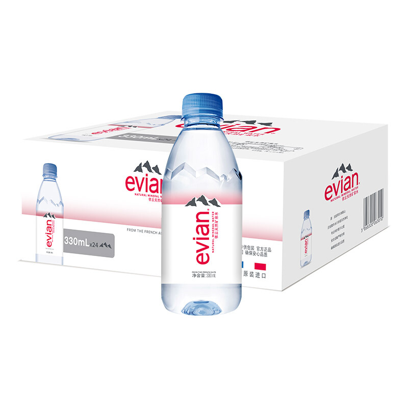 依云 天然矿泉水500mL*24瓶/整箱 66元