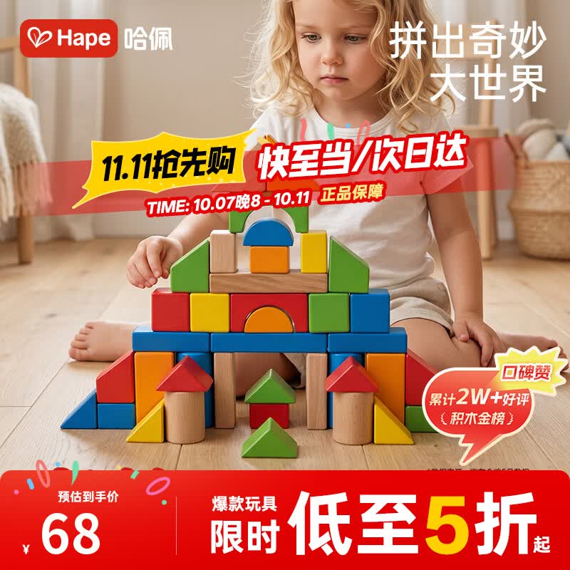 Hape 40粒盒装-缤纷彩虹积木 55.34元 - 86线报