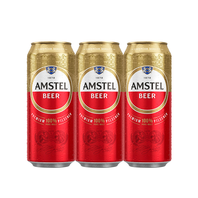 88VIP：AMSTEL 红爵 喜力旗下 经典拉格啤酒 500ml×3听 9.03元包邮