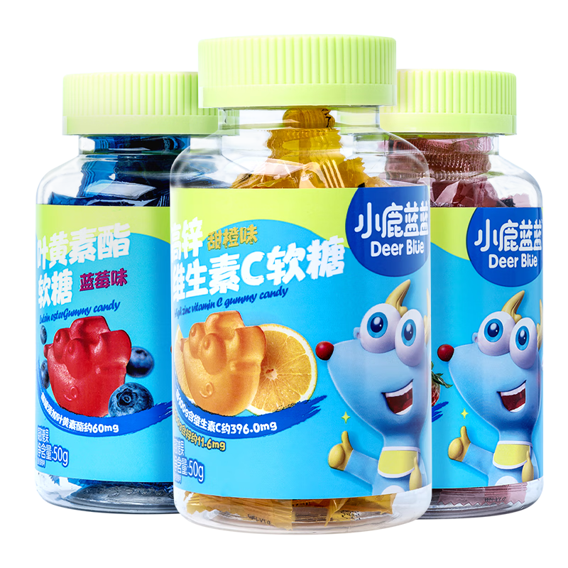 plus会员：小鹿蓝蓝营养软糖组合装 叶黄素酯DHA藻油维生素C 儿童软糖零食150
