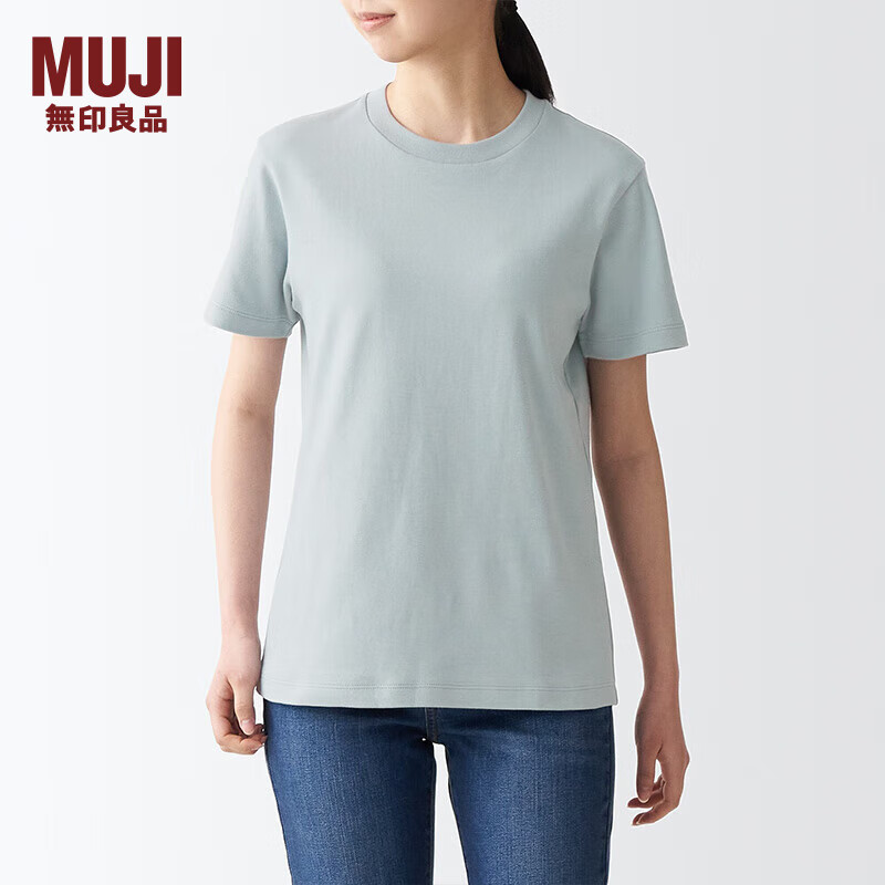 MUJI 無印良品 女式双罗纹编织T恤 休闲百搭短袖 60元