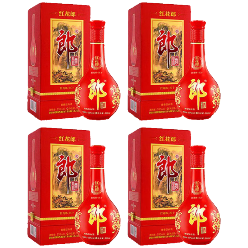 再降价：郎酒 红花郎酒 红十 53° 酱香型 500ml 4瓶 811.12元(需领券)