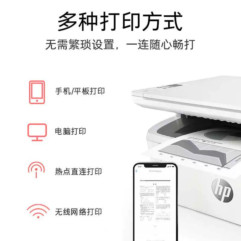 惠普 30W黑白激光 无线三合一 多功能一体机 683.05元 - 清风线报