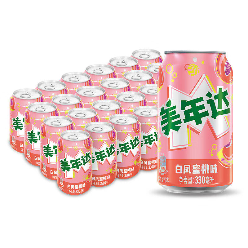 pepsi 百事 美年达白凤蜜桃味碳酸饮料330ml*24听 30.85元（需买2件，需用券）