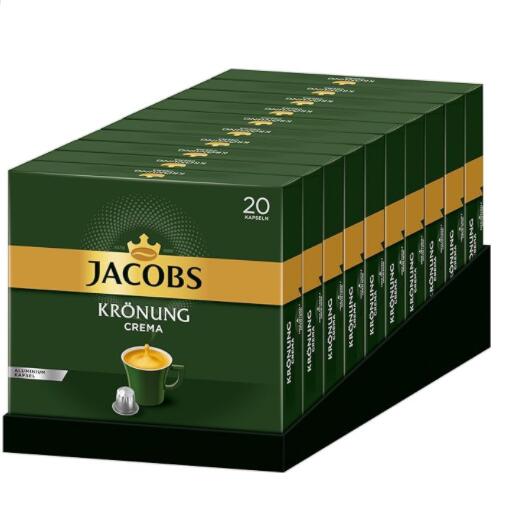 亚马逊销冠！Jacobs雅各布斯 铝制咖啡胶囊8号 20粒*10盒 380.2元（可3件9折）