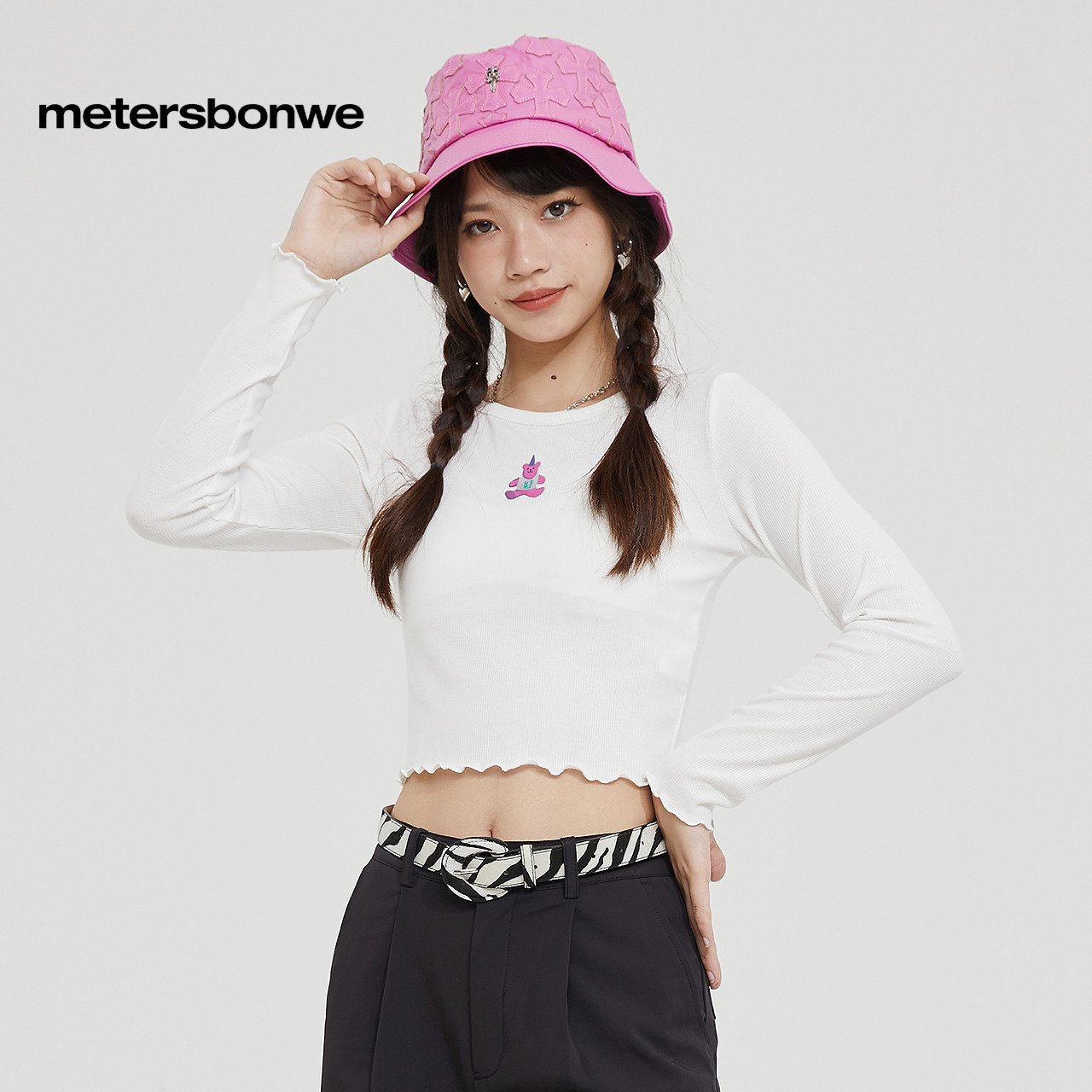 Meters bonwe 美特斯邦威 长袖T恤撞色线迹修身圆领舒适高弹针织衫 29元