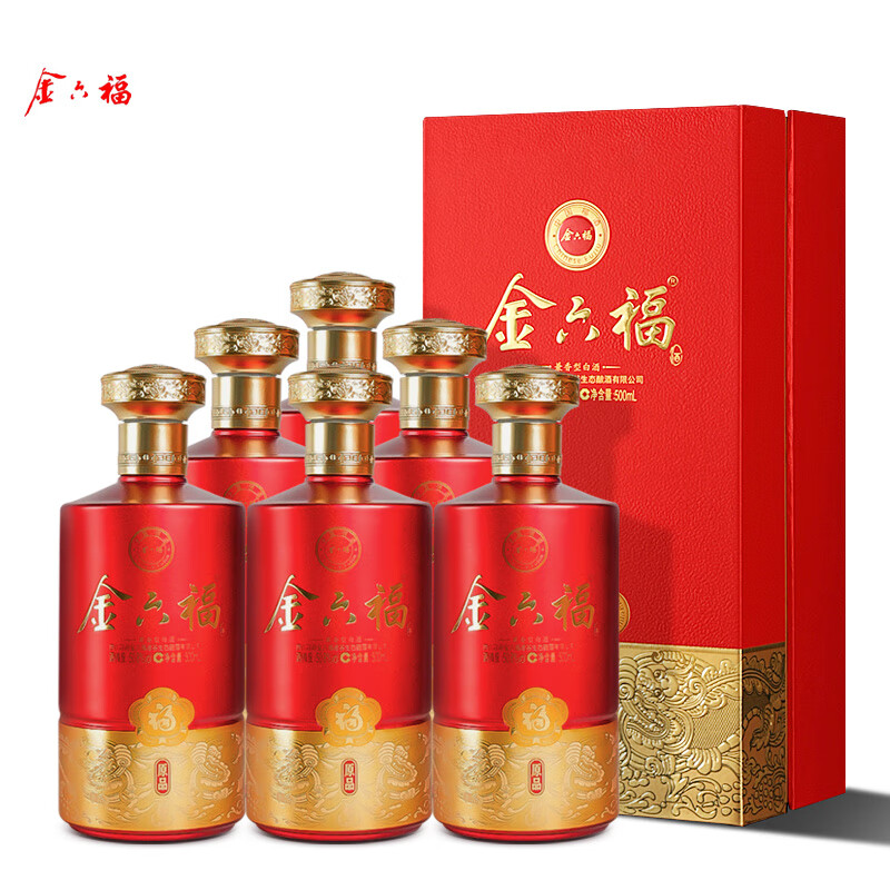 移动端、京东百亿补贴：金六福 原品 50.8度 500ml*6瓶 整箱装 兼香型白酒 年