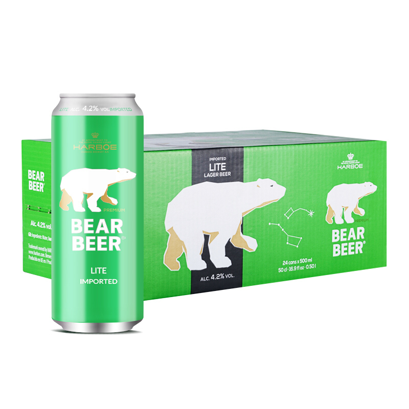 豪铂熊 BearBeer 清爽啤酒500ml*24听 口味淡爽 整箱装 德国原装进口 97.91元