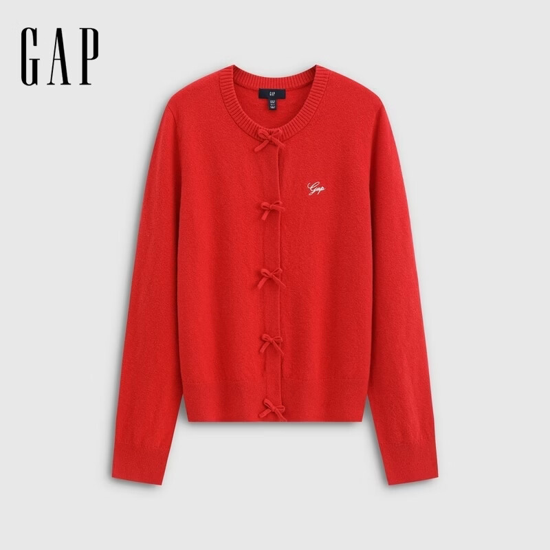 Gap 女装秋季logo花体刺绣宽松针织开衫休闲上衣887066三色可选 124元 - 86线报