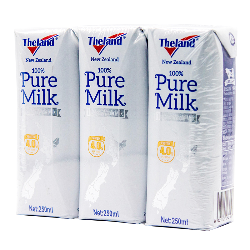 再降价、plus会员、概率券：纽仕兰4.0g蛋白 全脂纯牛奶 250ml*3 新西兰进口 3.2