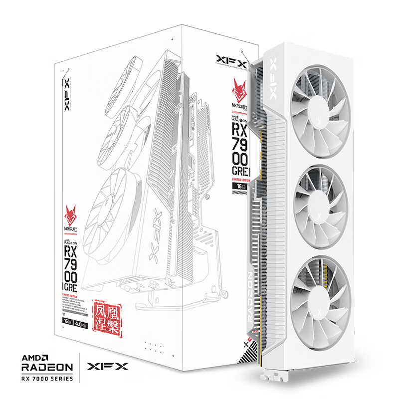 PLUS会员：XFX 讯景 RADEON RX7900 GRE 16GB 凤凰涅槃 游戏显卡 16GB 白色 3729.01元（