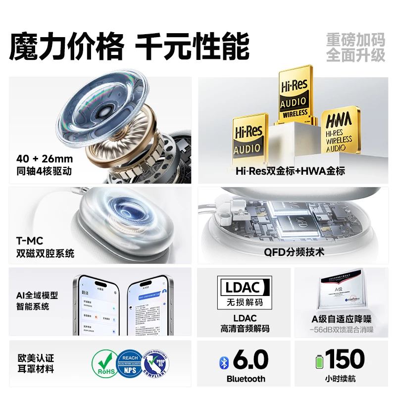 唐麦 H5Lite 主动降噪 星河银 头戴式蓝牙耳机 227.15元 - 清风线报