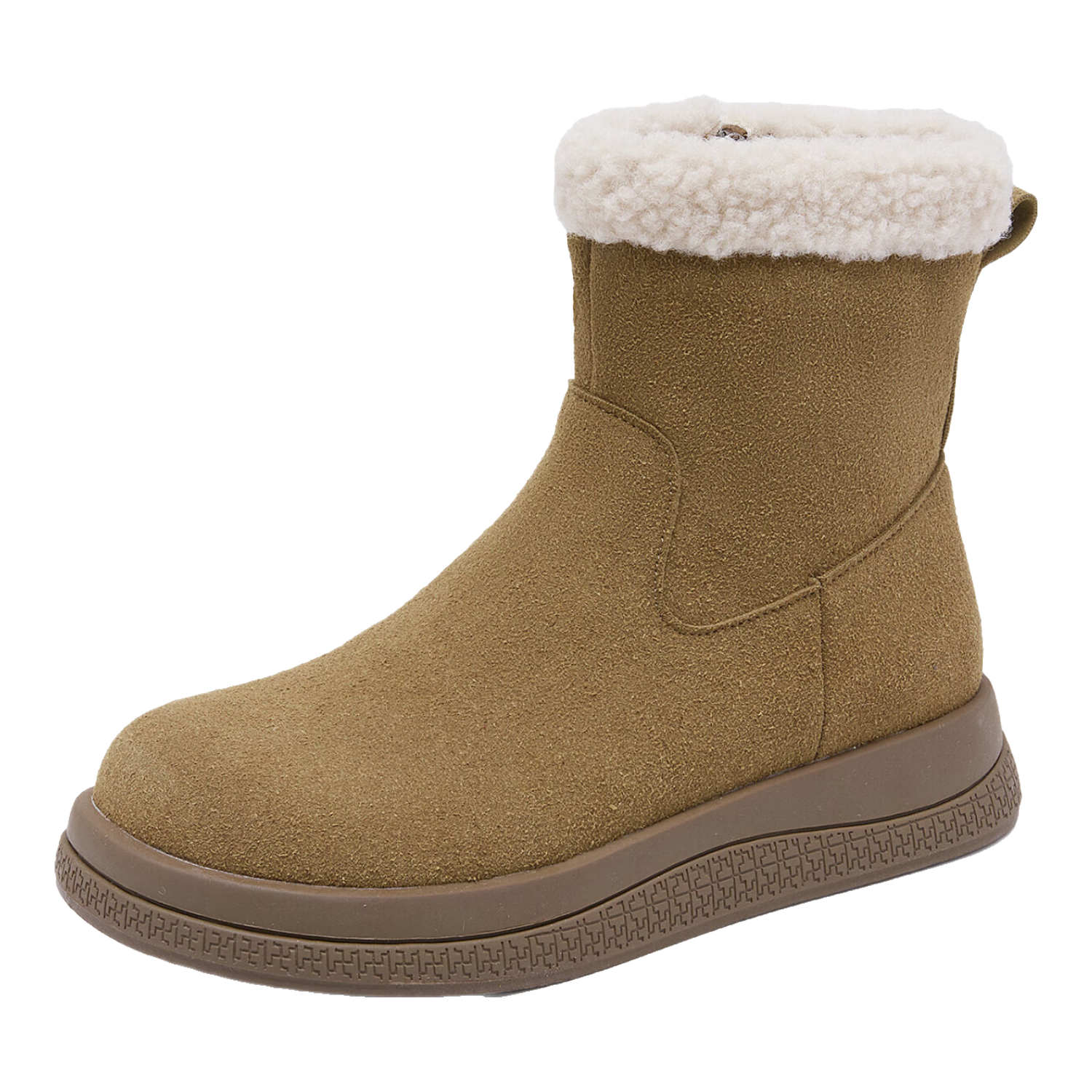 依思 Q 雪地靴 羊羔毛复古高帮短靴 卡其色 36 79.91元(需领券)