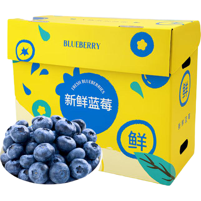 移动端、京东百亿补贴：京鲜生 云南高山蓝莓 22mm+ 12盒礼盒装 125g/盒 124.68