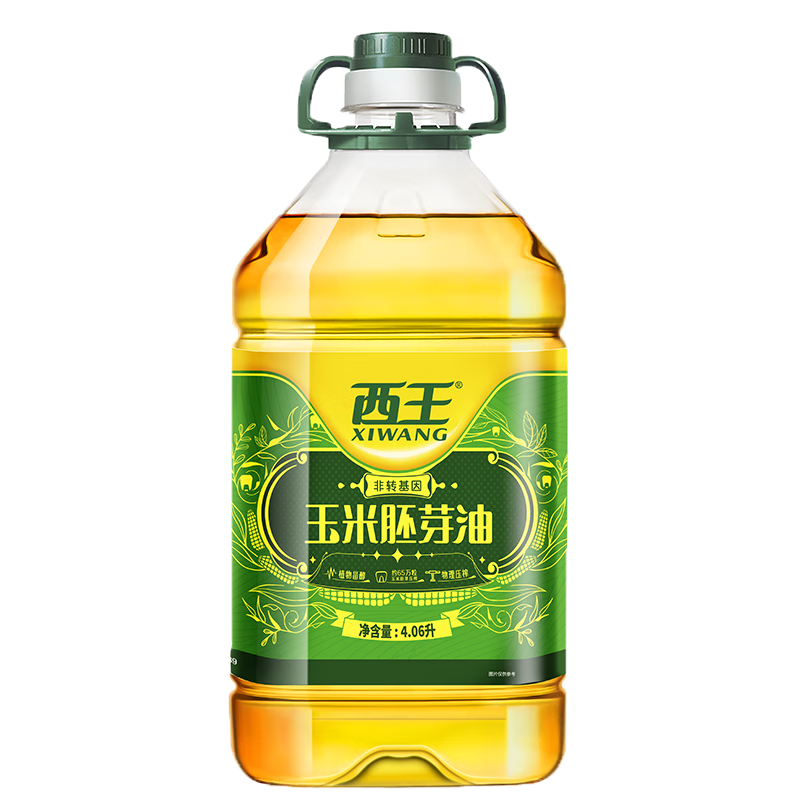 西王 食用油 玉米胚芽油4.06L 非转基因 物理压榨玉米油含维生素E 197.64元（