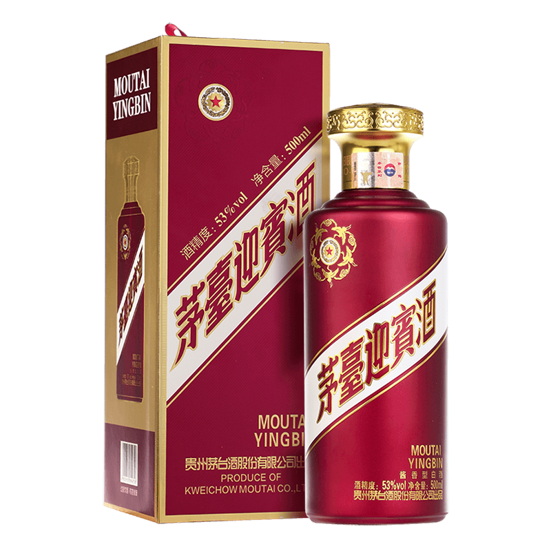 再降价，Plus会员；茅台 MOUTAI 迎宾酒 紫迎宾 酱香型白酒 53度 500ml*1 单瓶装 +